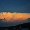 Večerní bouřka u Kolína s nasvícenou kovadlinou od západu slunce - 7.9.2014